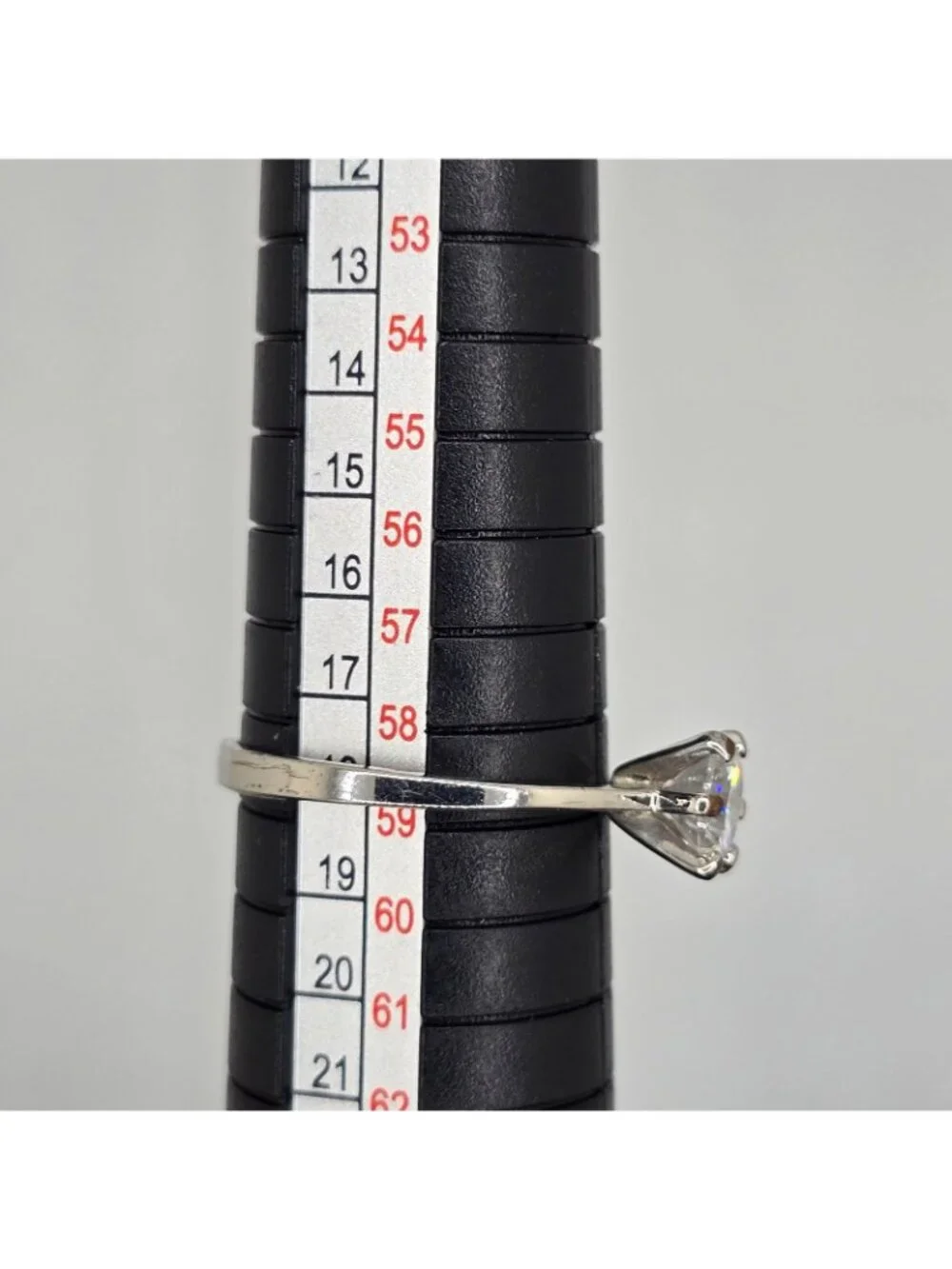 Vintage SETA Ring Silver tone Solitaire Engagement Round-Cut Stone Size 8.75
